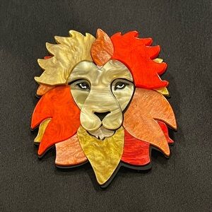 Colorful Lion Head Brooch